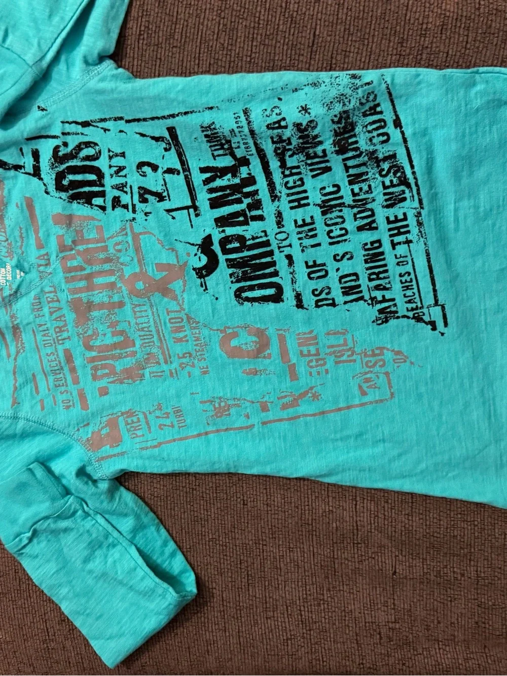 Men's Turquoise Graphic Tee - Casual Printed Shirt